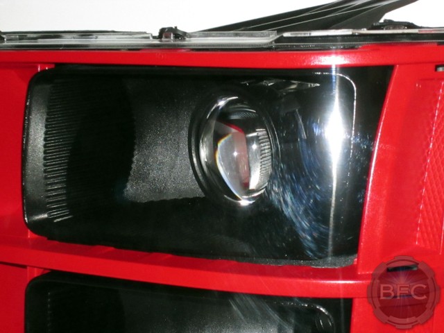 08 GMC Sierra Black Red Retrofit Headlights