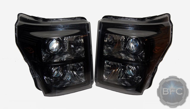 2015 F350 Superduty HID Black Chrome Quad Headlights
