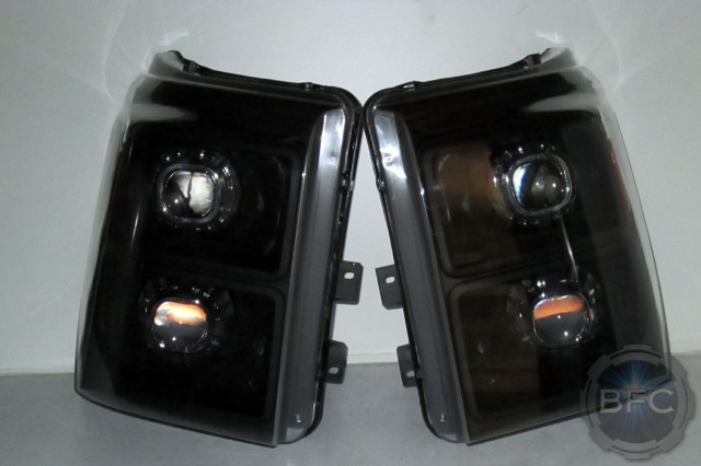 2015 Ford Superduty Square HID Projector Retrofit Headlights Black Chrome