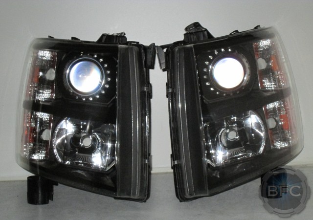 2011 Chevy Silverado Black Chrome HID Headlights