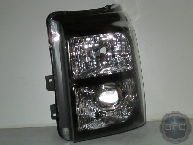 2016 Ford Superduty Black & Chrome Square HID Projector Headlamps