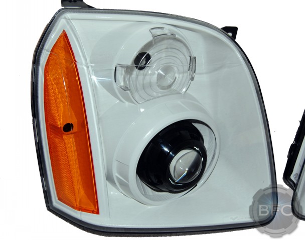 2007 GMC Yukon White Black Amber HID Projector Headlamps