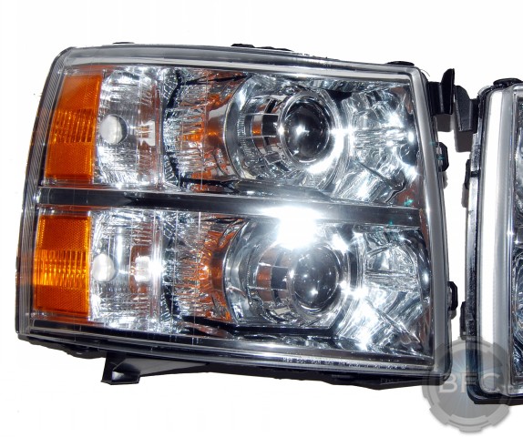 2013 Chevy Silverado Chrome HID Quad MH1 Headlights