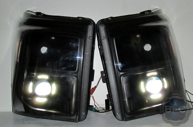 2012 F350 All Black HID Headlights