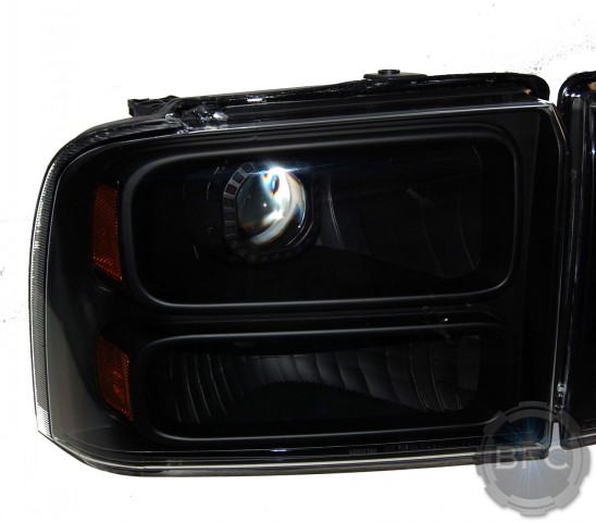 05-07 Ford Superduty All Black Square HID Projector Headlights