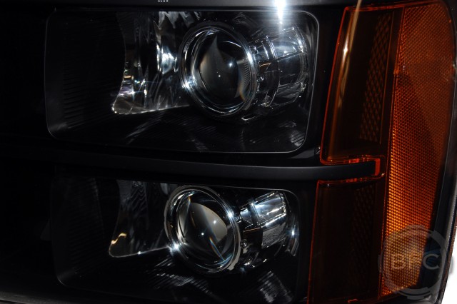 2012 GMC Sierra Quad Black & Chrome MH1 HID Projector Retrofit Headlights