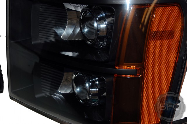 2012 GMC Sierra Quad Black & Chrome MH1 HID Projector Retrofit Headlights