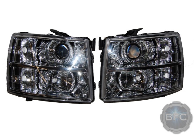 2012 Chevy Silverado Gatling V2 Chrome HID Projector Headlights