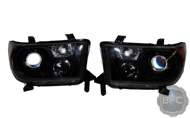 2012 Toyota Tundra Black & Chrome HID Projector Headlights
