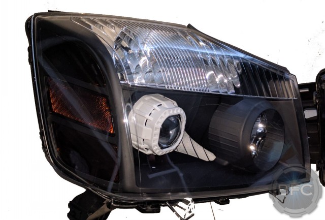 2014 Nissan Titan Black White Chrome HID Projector Headlights