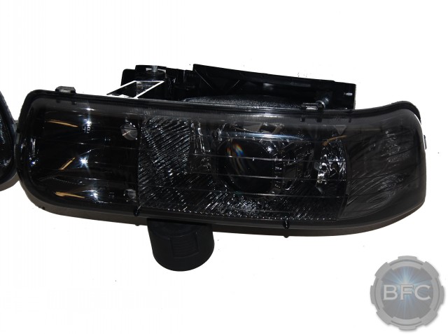 02 Chevy Silverado Black Smoke HID Projector Headlights