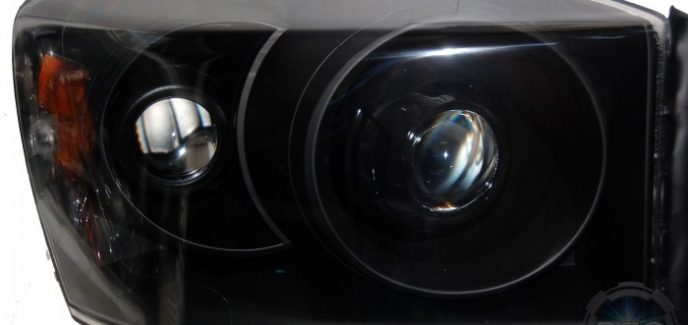 2008 Dodge Ram Quad All Black HID Projector Headlights