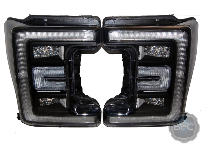 2017 Ford Superduty OEM LED Black & White Custom Painted Headlights