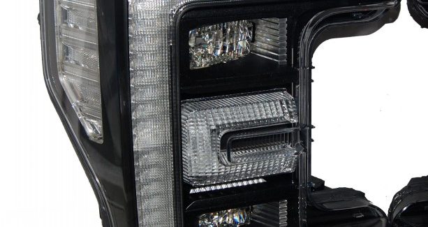 2017 Ford Super Duty LED Headlights Black Paint Clear Reflectors