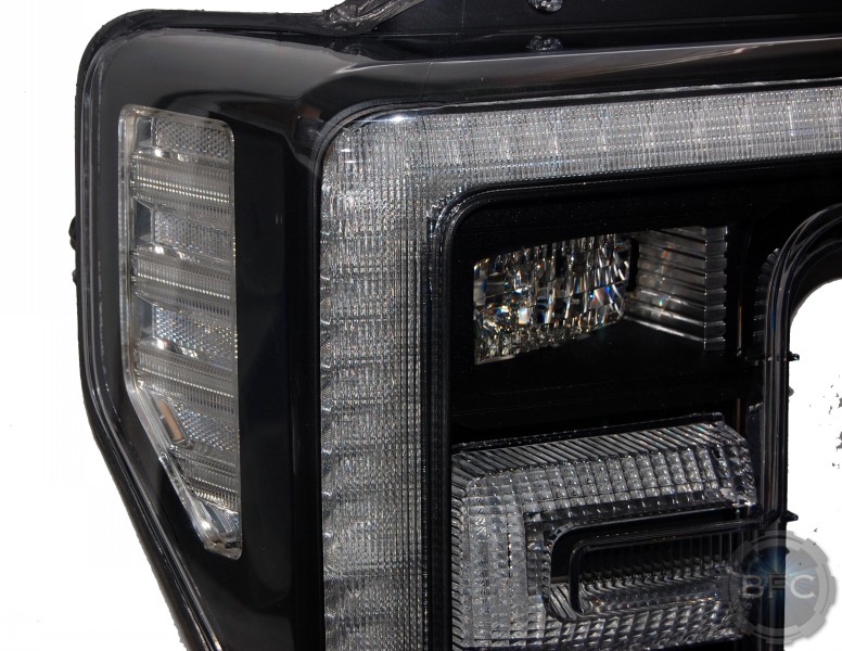 2017 Ford Super Duty LED Headlights Black Paint Clear Reflectors