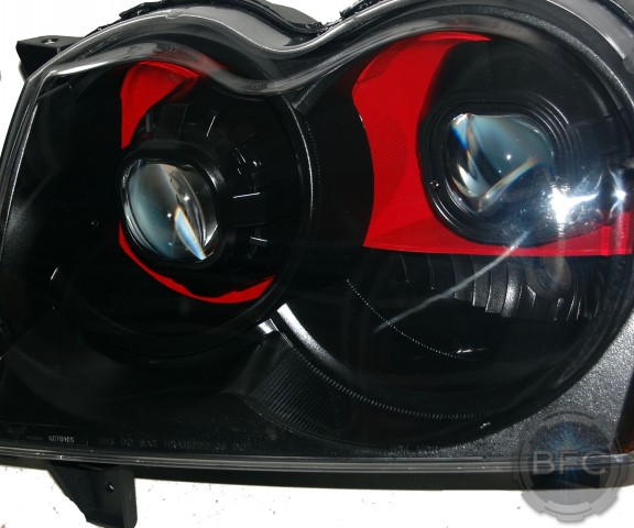 2006 Jeep SRT8 Black & Red Quad HID Projector Retrofit Headlights