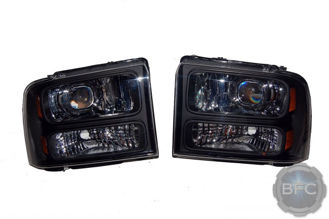05-07 Ford Super Duty Black & Chrome D2S HID Projector Headlights