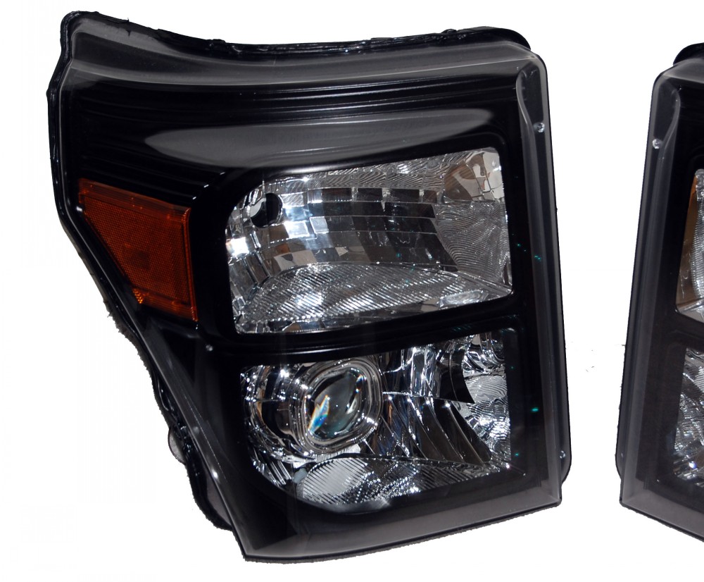 2016 Ford Super Duty Black and Chrome HID Projector Retrofit Headlights