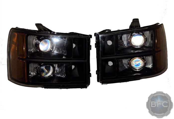 2013 GMC Sierra 1500 Black & Chrome Projector Quad Headlights Kit