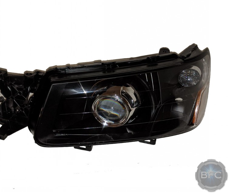 2004 Subaru Forester Black & Chrome Projector Retrofitted Headlights Kit