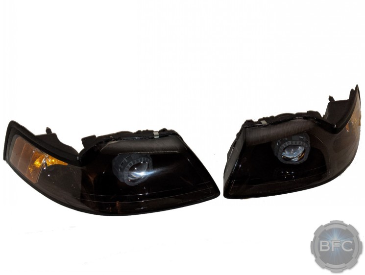 2003 Ford Mustang Black and Destroyer Grey Custom Projector Headlights