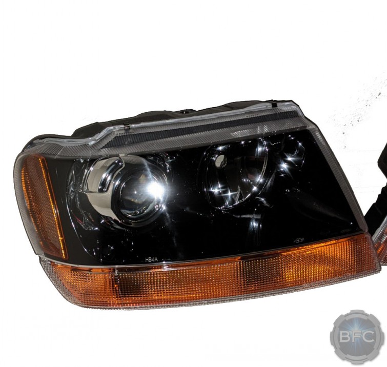 2001 Jeep Grand Cherokee HID Projector Custom Black Chrome Headlights