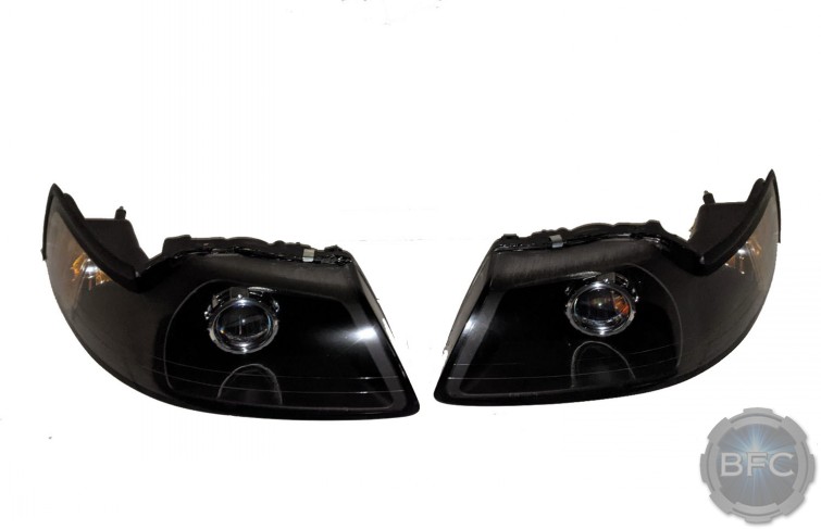 2003 Ford Mustang Cobra SVT Black & Chrome Custom Projector Headlights