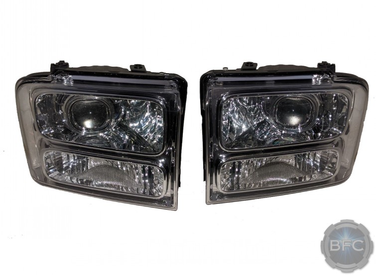 2005-2007 Ford Super Duty Chrome Sqaure D2S HID Projector Headlights
