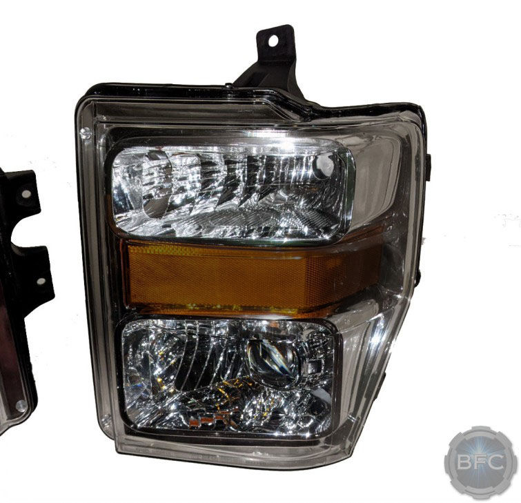 08-10 Ford Super Duty Chrome Full Projector Headlight Conversion Smoked