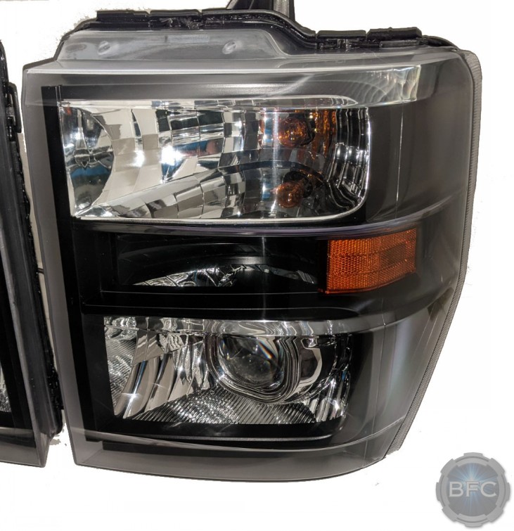 Ford E350 Van Custom Projector Retrofit Black Chrome Headlights