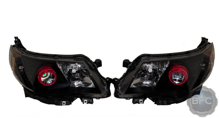 2009 Subaru Forester Black & Red Custom Projector Retrofit Headlights Kit