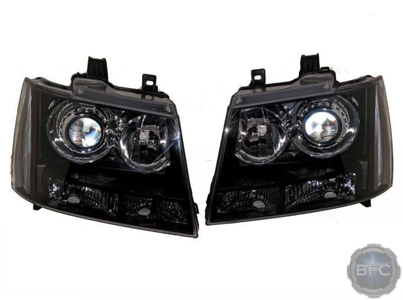 07-14 Chevy Tahoe Custom Black & Clear Projector Retrofit Headlights