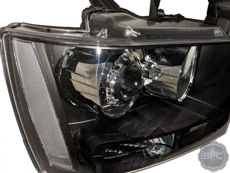 07-14 Chevy Tahoe Custom Black & Clear Projector Retrofit Headlights