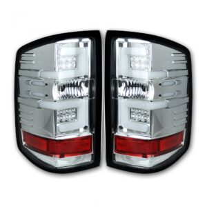 2014-2018 Chevy Silverado 1500 RECON LED Tail Lights CLEAR CHROME (replaces halogen)