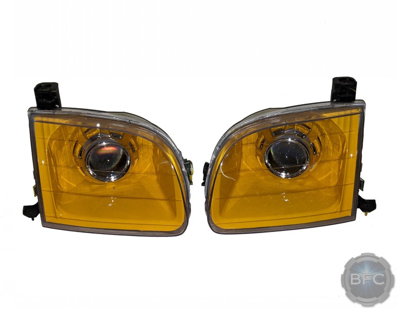 2000-2004 Toyota Tundra Custom Yellow & Chrome Projector Retrofit Headlight Package