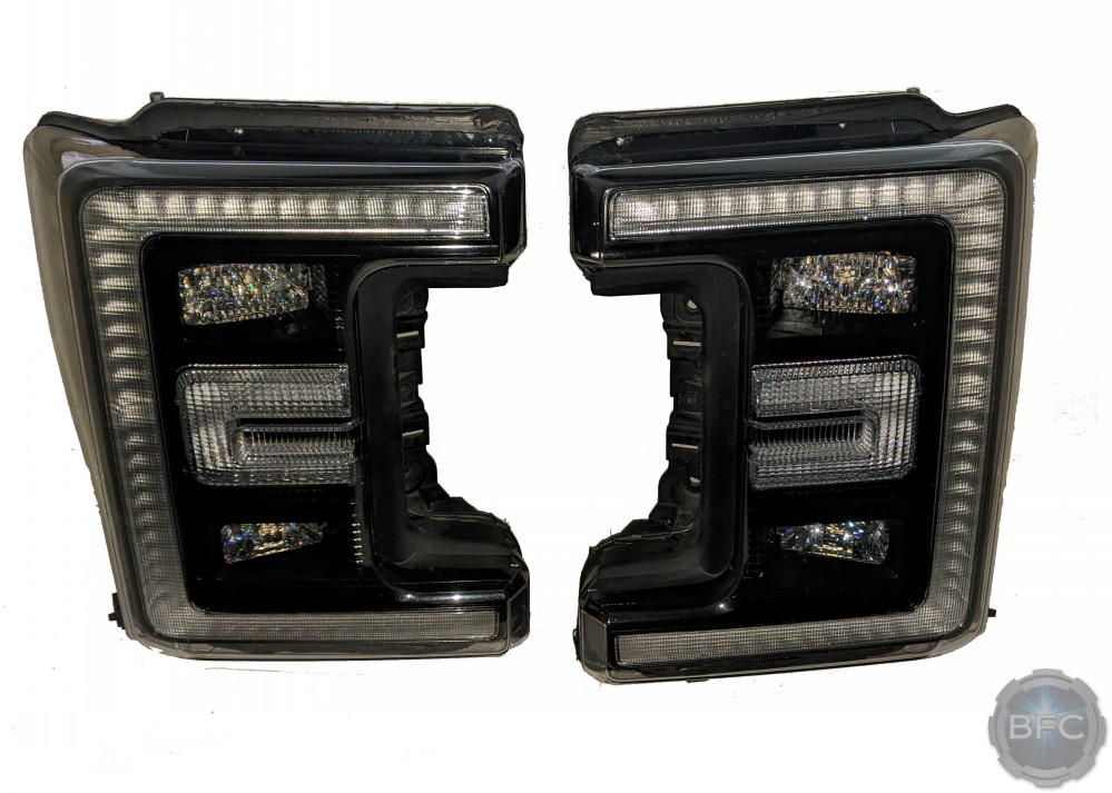 2019 Ford F350 Platinum Super Duty OEM LED Gloss Black Headlights
