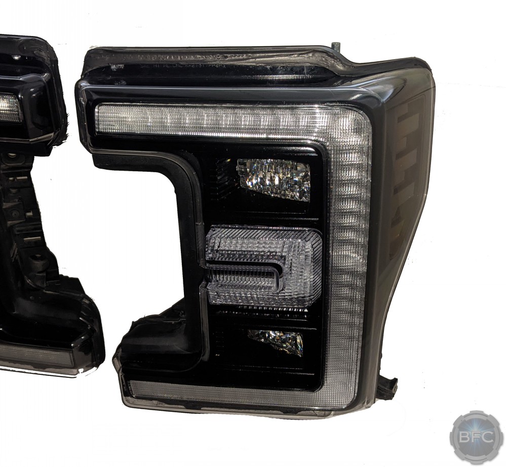 2019 Ford F350 Platinum Super Duty OEM LED Gloss Black Headlights